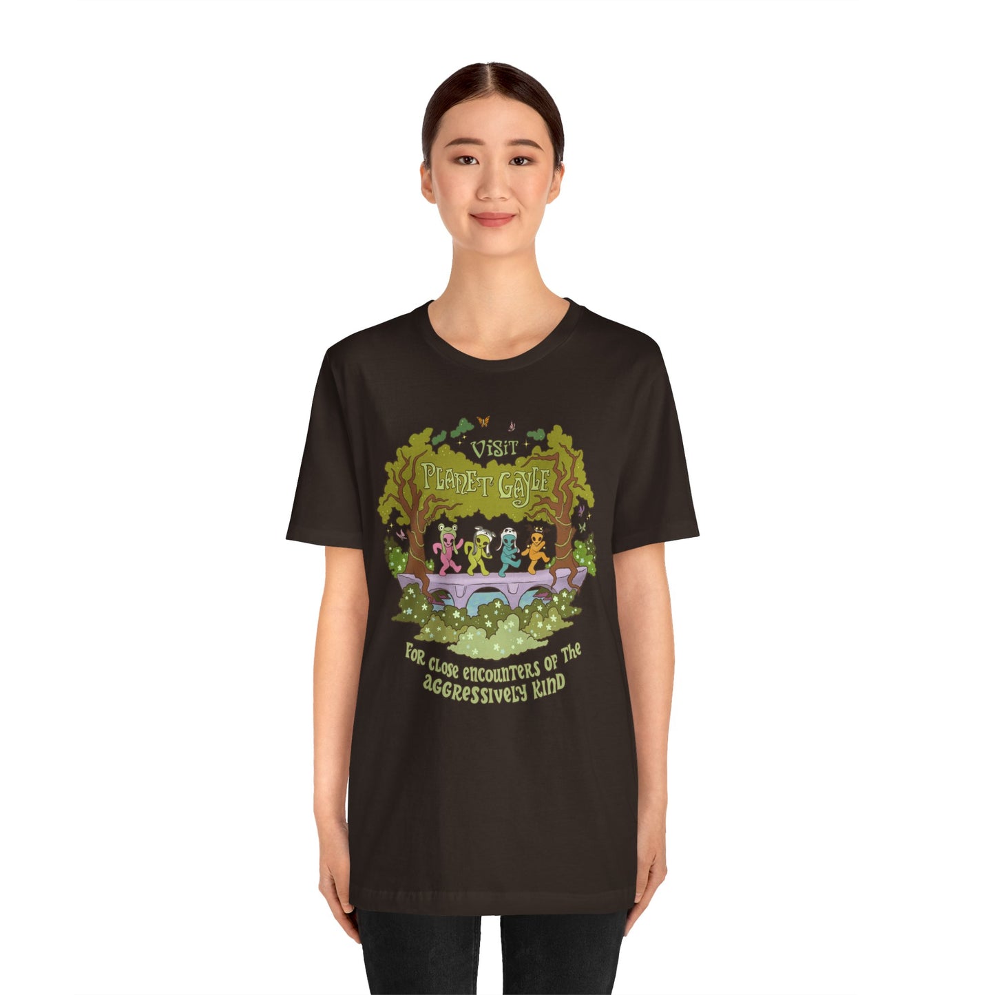 Visit Planet Gayle - Unisex Jersey Short Sleeve Tee - Brown