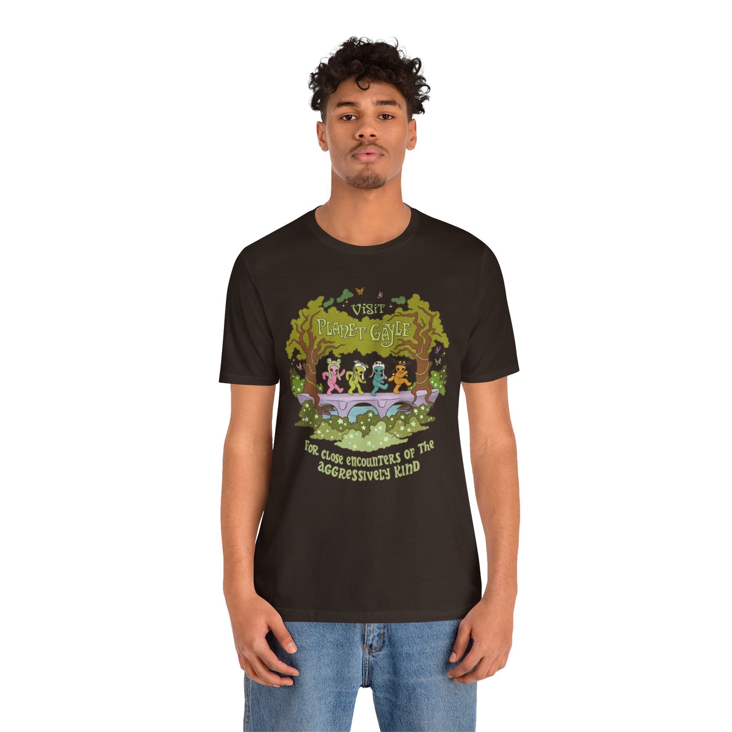 Visit Planet Gayle - Unisex Jersey Short Sleeve Tee - Brown