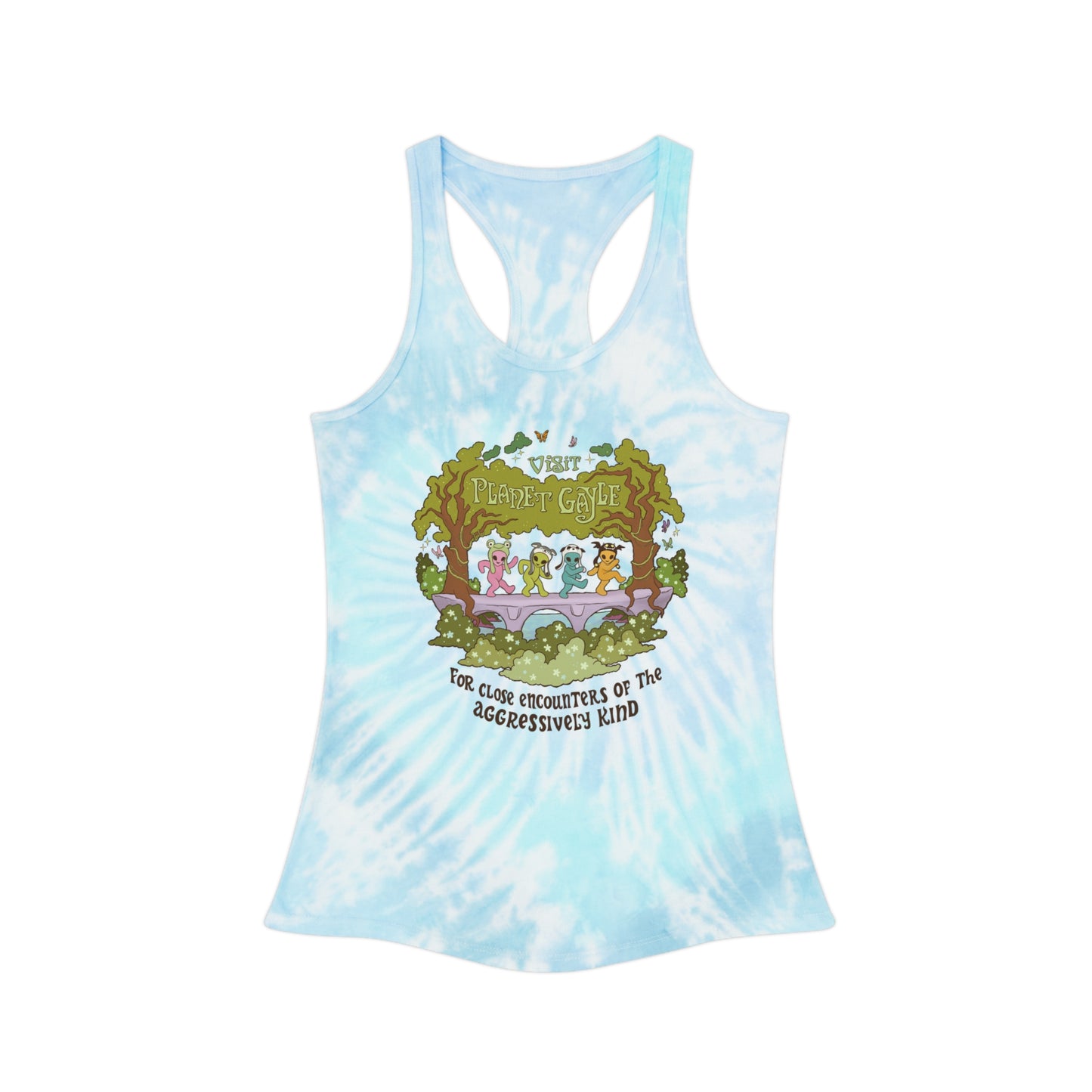 Visit Planet Gayle - Tie Dye Racerback Tank Top - Blue